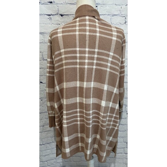Isaac Mizrahi Live! QVC Pattern Jacquard Cozy Cardigan Cappuccino Plaid 1X - Picture 5 of 7